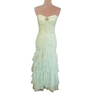 Jessica McClintock Vintage Mermaid Strapless Tulle Tiered Ruffled Gown XS